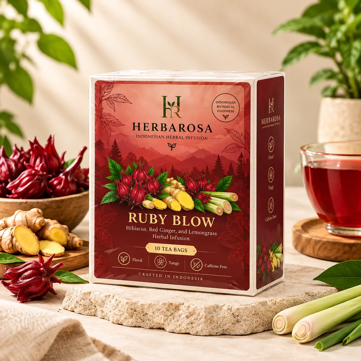 Ruby Blow HERBAROSA herbal infusion packaging